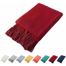 Knitted Fringe Throw Blanket, 100% Acrylic, 50x60 in
