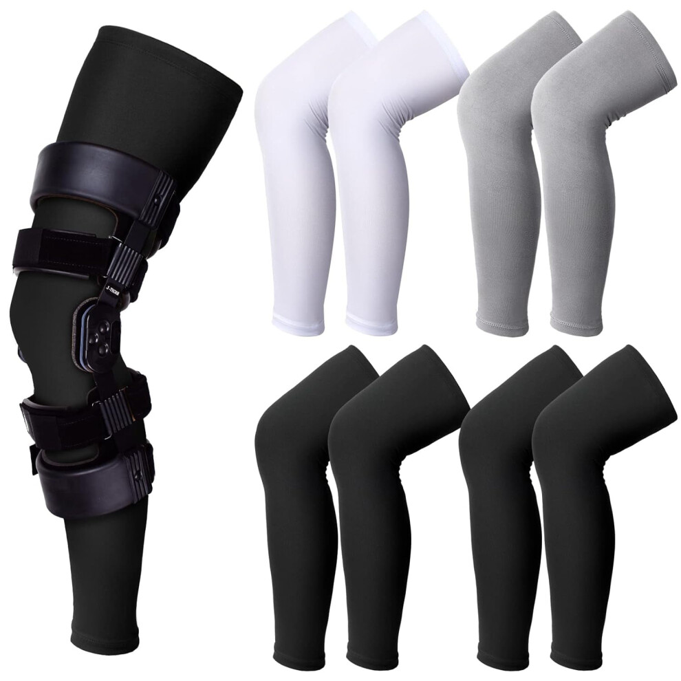 8 Pcs Knee Brace Undersleeves, Compatible with Knee Braces, Closed Patella, Breathable Compression Sleeves for Men & Women (Large)