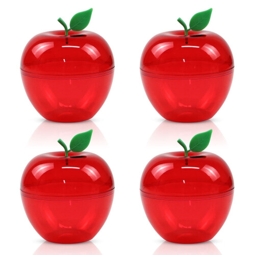 Pote de doces em formato de maçã vermelha 4,33x4,33x3,94 polegadas (pacote com 4)