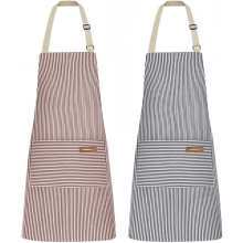 Kitchen Cooking Apron Adjustable Bib with 2 Pockets 2 Pack