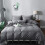 Set copripiumino matrimoniale grigio scuro, 3 pezzi in microfibra 1