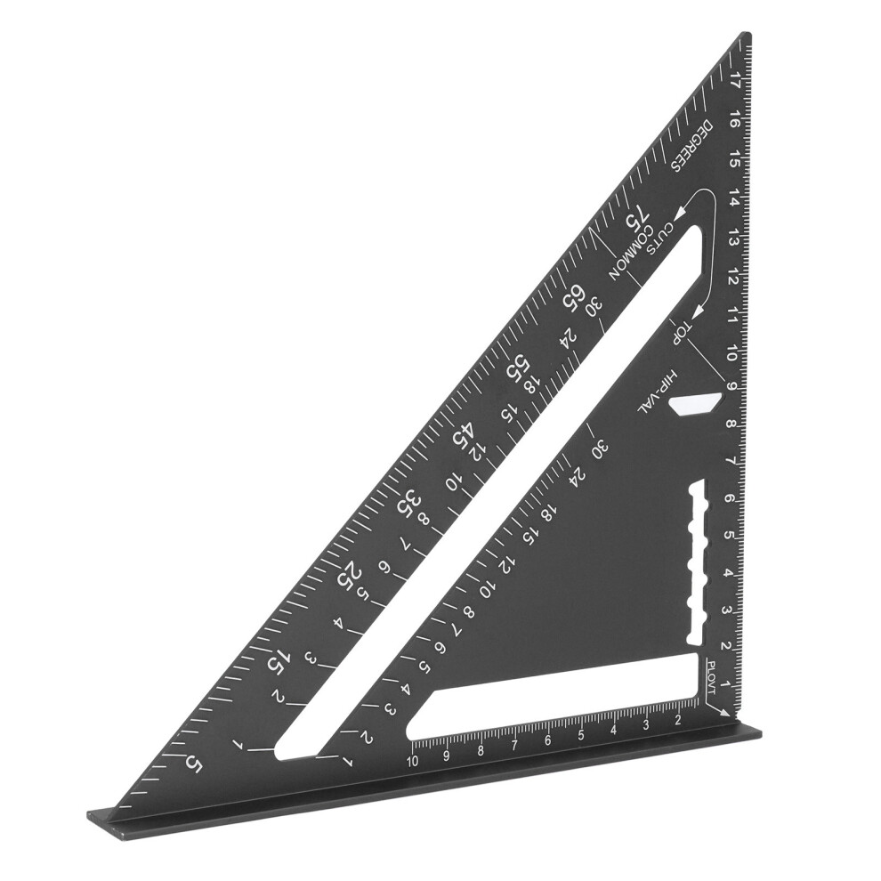 7 Inch Aluminum Alloy Rafter Square | Black Carpenter Angle Ruler 3241385714527