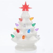 Ceramic Christmas tree white 7 inch LED pre-lit
