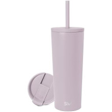 Bicchiere termico isolato in acciaio inox da 710 ml (24 oz) con coperchio e cannuccia