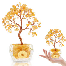 Decorazione Albero della Vita in Cristallo - Cristalli naturali, filo di rame