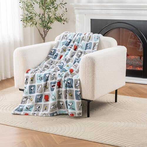 Λούτρινη Κουβέρτα Snoopy VelvetLoft Μπλε 55x70 εκ.