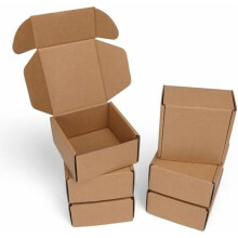 4x4x2" Brown Shipping Boxes (6-Pack), Tab Lock Tuck Top Mailers for Small Business – Compatible with Standard Mailing