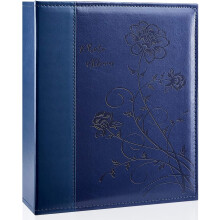Photo Album 8x10 Clear Pages Pockets Leathe Cover Slip Slide in Holds 50 Vertical Photos Picture Book for Wedding Family (Blue)