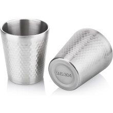 Paquete de 2 tazas de viaje de acero inoxidable de 300 ml con acabado martillado.
