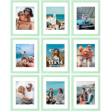 Ensemble de 9 cadres photo 8x10 avec passe-partout blancs