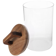 Pote de vidro para alimentos com tampa de madeira, 1000ml