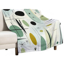 Šalvějově zelená geometrická deka50x60Flanel fleece
