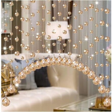 20-String Champagne Crystal Beaded Curtain for Arched Doors – Room Divider for Home, Café, Bedroom, Restaurant