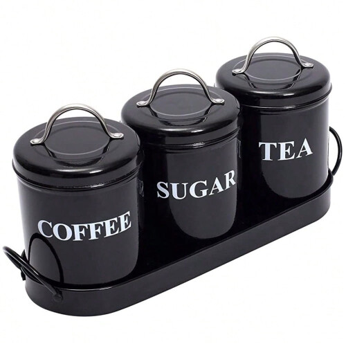 Set di 3 barattoli ermetici per caffè, tè e zucchero