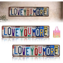 Vintage Love You More metalen wanddecoratieset (2 stuks, 4x16 inch)