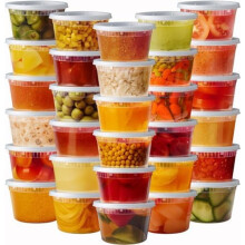 Conjunto de 48 recipientes plásticos para frios de 473 ml (16 oz) com tampas
