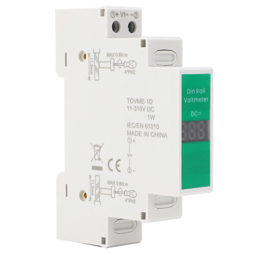 Medidor de voltaje DC LED de 3 dígitos 11V-310V para riel DIN PC 2