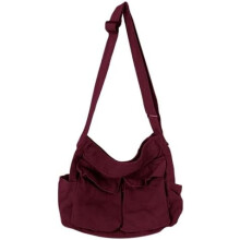 Canvas Messenger Bag Stor Hobo Crossbody-väska med flera fickor Avslappnad axelväska för kvinnor och män