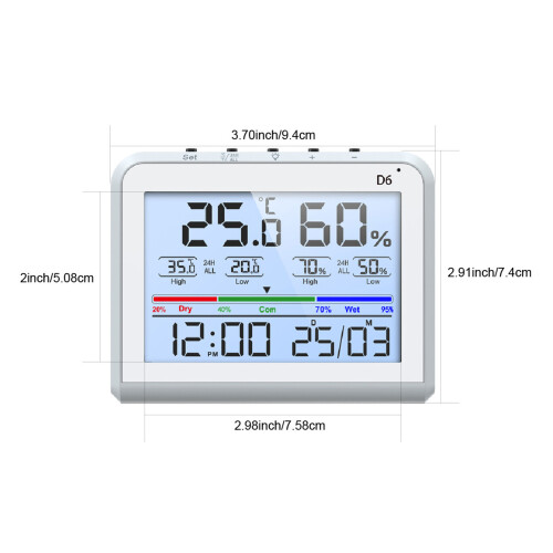 Termometro da interno con orologio, da -10C a 50C 1
