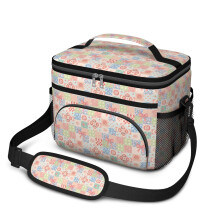 Blommig isolerad lunchväska läckagesäker 10x6,7x8 tum