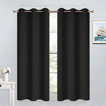 Blackout Curtains for Bedroom - Grommet Thermal Insulated Room Darkening Curtains for Living Room, Set of 2 Panels (38 x 54Inch, Black)