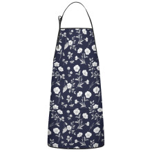 Floral Print Cotton Linen Apron with Pockets 33x27 Inch
