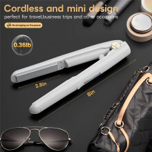 Cordless Hair Straightener and Curler Cordless Portable Travel Hot Tools Straight Curl Support USB Charging