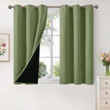 Olive Green 42x54" Blackout Curtains, Thermal Insulated, Double Layer Grommet, 2 Panels, Compatible with Standard Rods