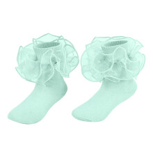 Sokken voor meisjes en jongens, effen kleur, met ruches, dubbele kant, mesh, danssokken, ademende speeltokjes voor baby's, lichtgroen, 0-6 maanden