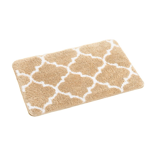 Khaki Non-Slip Bathroom Mat 60x40cm Microfiber 1