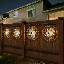 Solar Fence Lights Mandala Metal Solar Powered Outdoor Wall Deck Step Lights for Garden Post Patio Backyard Yard Decor