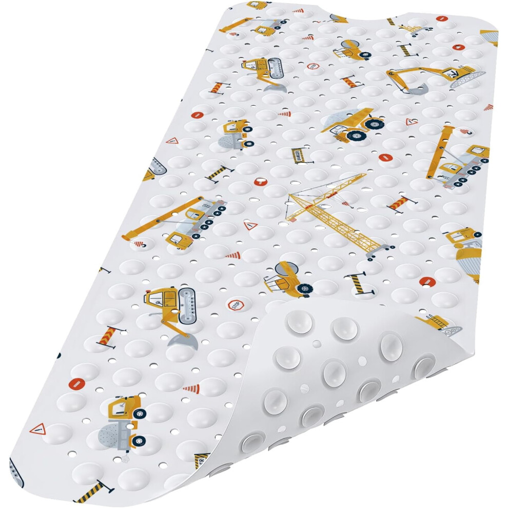 Kids Non-Slip Bathtub Mat, Extra Long PVC Bath Safety Mat with Strong Suction Cups, Soft & Comfortable, Easy to Clean, Compatible with Standard Tubs
