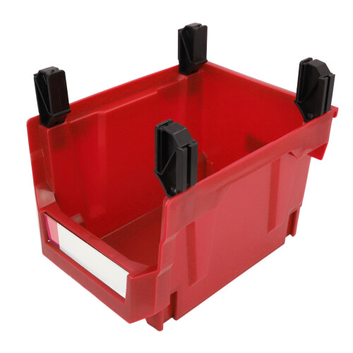 Red Plastic Storage Tray 276x213x178mm Hangable & Stackable 2