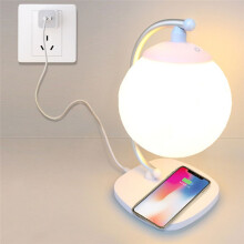 Moon Lamp with Wireless Charging for Eye Protection Useful Desk LED Reading Night Light Home Decor Design