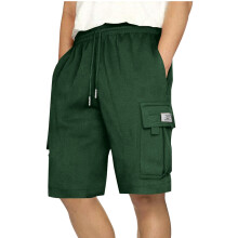 Mens Cargo Shorts Casual Solid Pants Drawstring Waist Athletic Gym Shorts with Pocket S-2XL