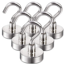 Skycarper Magnetic Hooks,Heavy Duty Strong Magnet Hook Hangers for Kitchen, Home, Cruise, Workplace, Office and Garage, Pack of 6, Silver