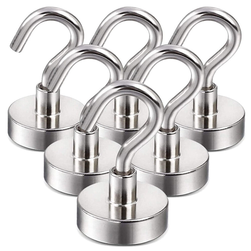 Skycarper Magnetic Hooks,Heavy Duty Strong Magnet Hook Hangers For Kitchen, Home, Cruise, Workplace, Office And Garage, Pack Of 6, Silver 9418476569753
