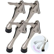 Batente de porta com acionamento por chute, resistente, com pontas de borracha ajustáveis em altura, montagem inferior – HASHI (níquel acetinado,