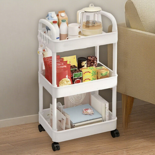 3-Tier Rolling Storage Cart Pink 35x22x68.5cm
