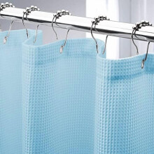 Baby Blue Shower Curtain Fabric, Waffle Shower Curtain Polyester, Heavy Duty 240GSM, Hotel Quality Bathroom Shower Curtains, 72 x 72 Inches