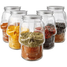 Gothic Skull Glass Jar 350ml – Airtight Storage (5 pcs)