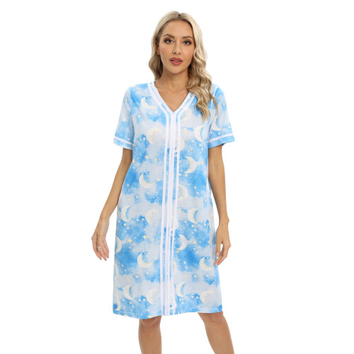 Camicia da notte da donna a maniche lunghe, viola, taglia XL 1