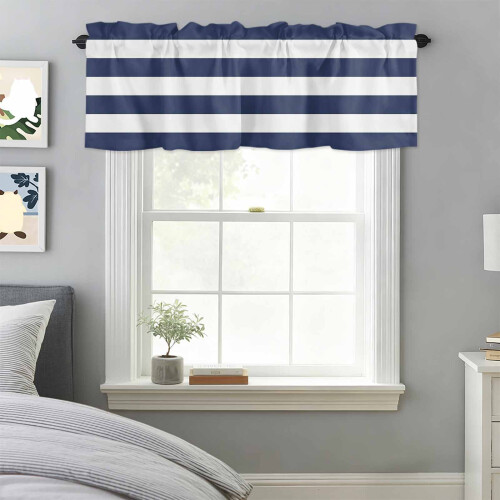 Nautical Stripe Rod Pocket Valance 54 x 18 in 1