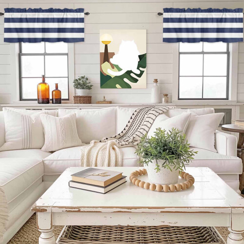 Nautical Stripe Rod Pocket Valance 54 x 18 in 2