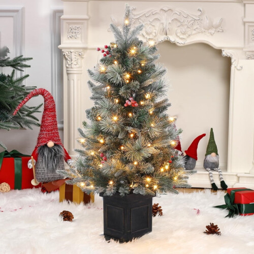 Flocked Fiber Optic Christmas Tree 3 ft to 4.5 ft