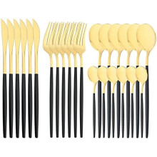 Mirror Cutlery Set 18/0 Stainless Steel Black Handles