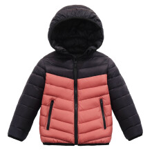 Dětská lehká péřová bunda, zimní teplá kapuce s barevným blokovým designem pro outdoorové aktivity