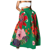 Geblümter Rock für Damen, trendiger Sommer-Maxirock mit hohem Bund und Taschen für Strand und Freizeit
