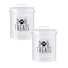 Yocbz luchtdichte koekjespot voor honden, 15x13 cm metalen koekjespot voor een landelijke keuken – witte koekjespot voor huisdieren (wit*2),