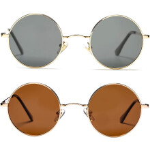 Lunettes de soleil rondes classiques rétro polarisées style hippie, petites lunettes de soleil arrondies